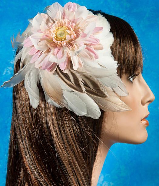 HAZEL MORNING - Feather Hair Fascinator - Pink and White - Cruelty-Free - Duck Feathers - Bridal - Special Occasion - Free Shipping